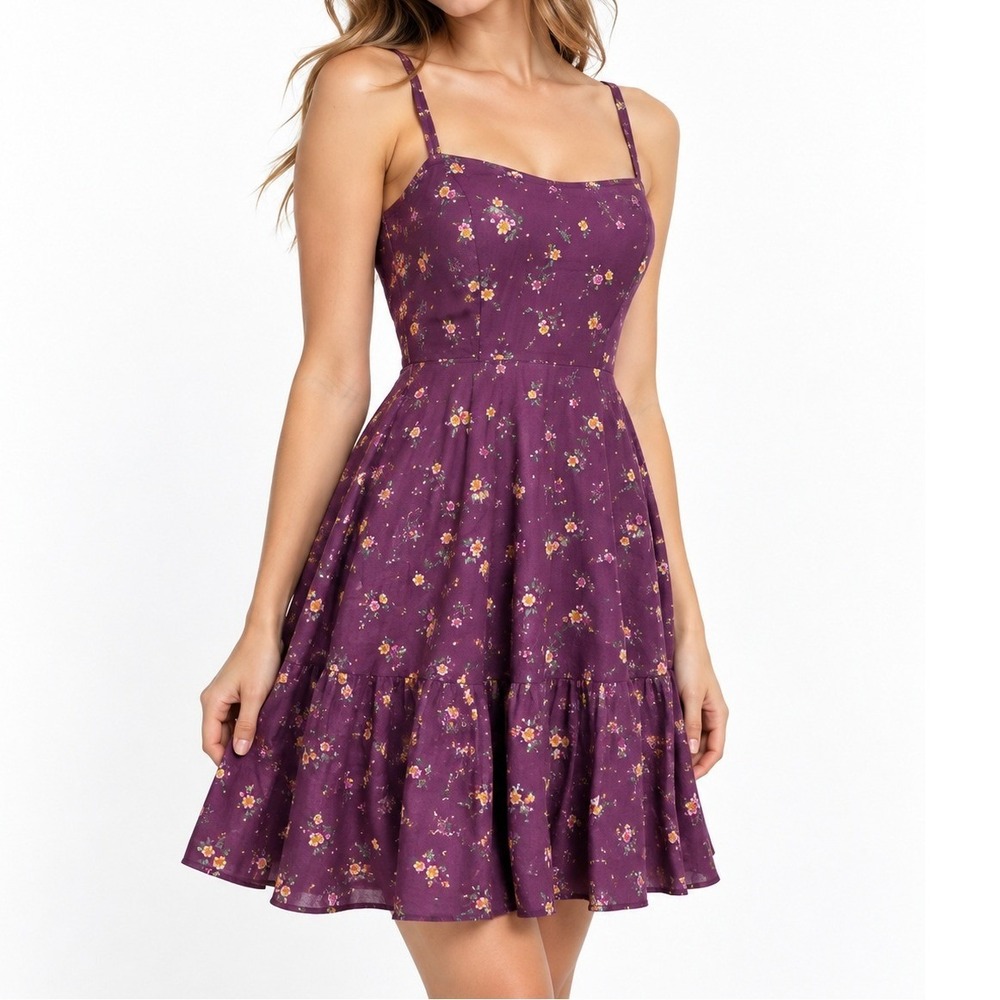 Old Navy Womens Purple Floral Sundress Small Fit Flare Strappy Cottagecore NWT